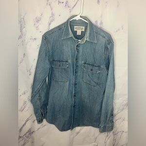 Roundtree & Yorke Men’s Light Wash Long Sleeve Button Down Sz S